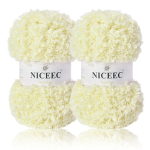 NICEEC 2 Skeins Teddy Fur Yarn Super Soft Yarn Chunky Fluffy Faux Fur Yarn Fuzzy Yarn Eyelash Yarn for Crochet Knit -Total Length 2×50m(2×55yds,3.53oz×2)