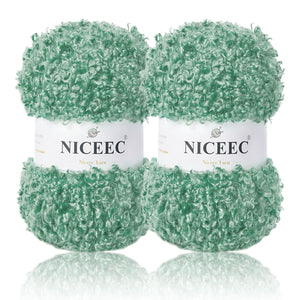 NICEEC 2 Skeins Teddy Fur Yarn Super Soft Yarn Chunky Fluffy Faux Fur Yarn Fuzzy Yarn Eyelash Yarn for Crochet Knit -Total Length 2×50m(2×55yds,3.53oz×2)