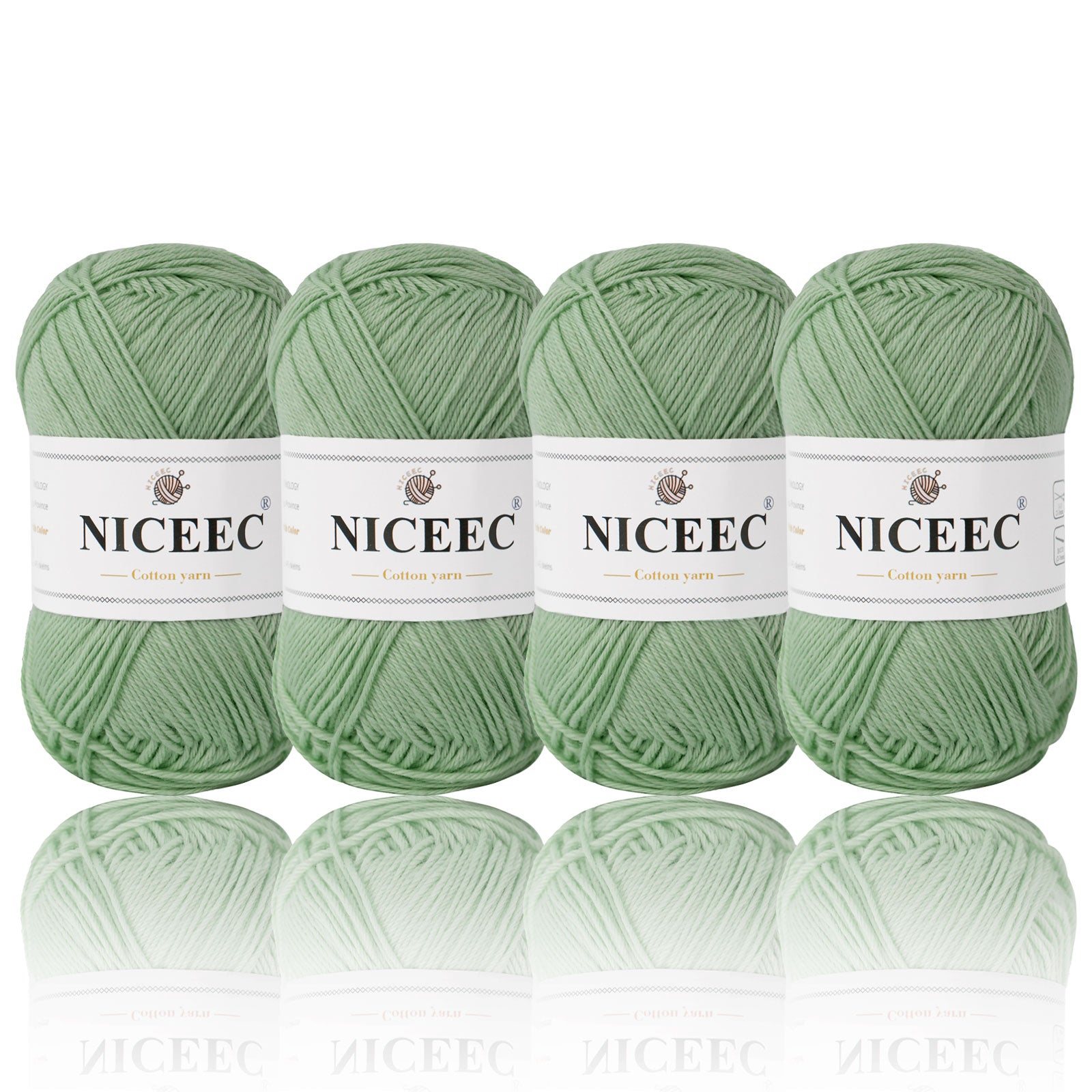 NICEEC - 4 madejas de hilo suave para bebé, 100 % algodón, para crochet, 4 capas, para mantas, manualidades, grosor de hilo, longitud total: 4 x 175 yardas/4 x 50 g 