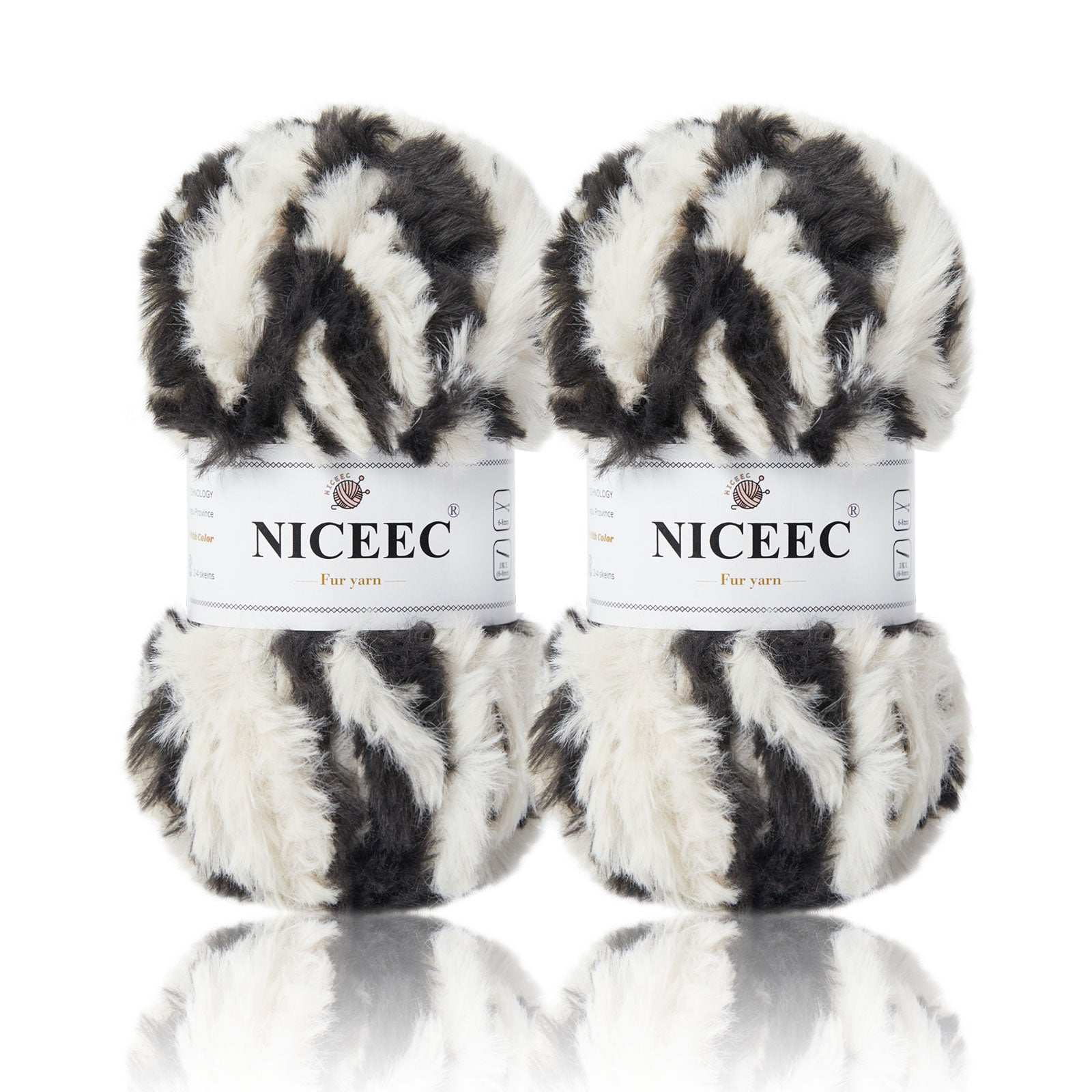 NICEEC - 2 madejas de hilo de pelo sintético supersuave, grueso y esponjoso, para tejer a crochet - Longitud total: 2 x 32 m (2 x 35 yardas, 50 g x 2) 