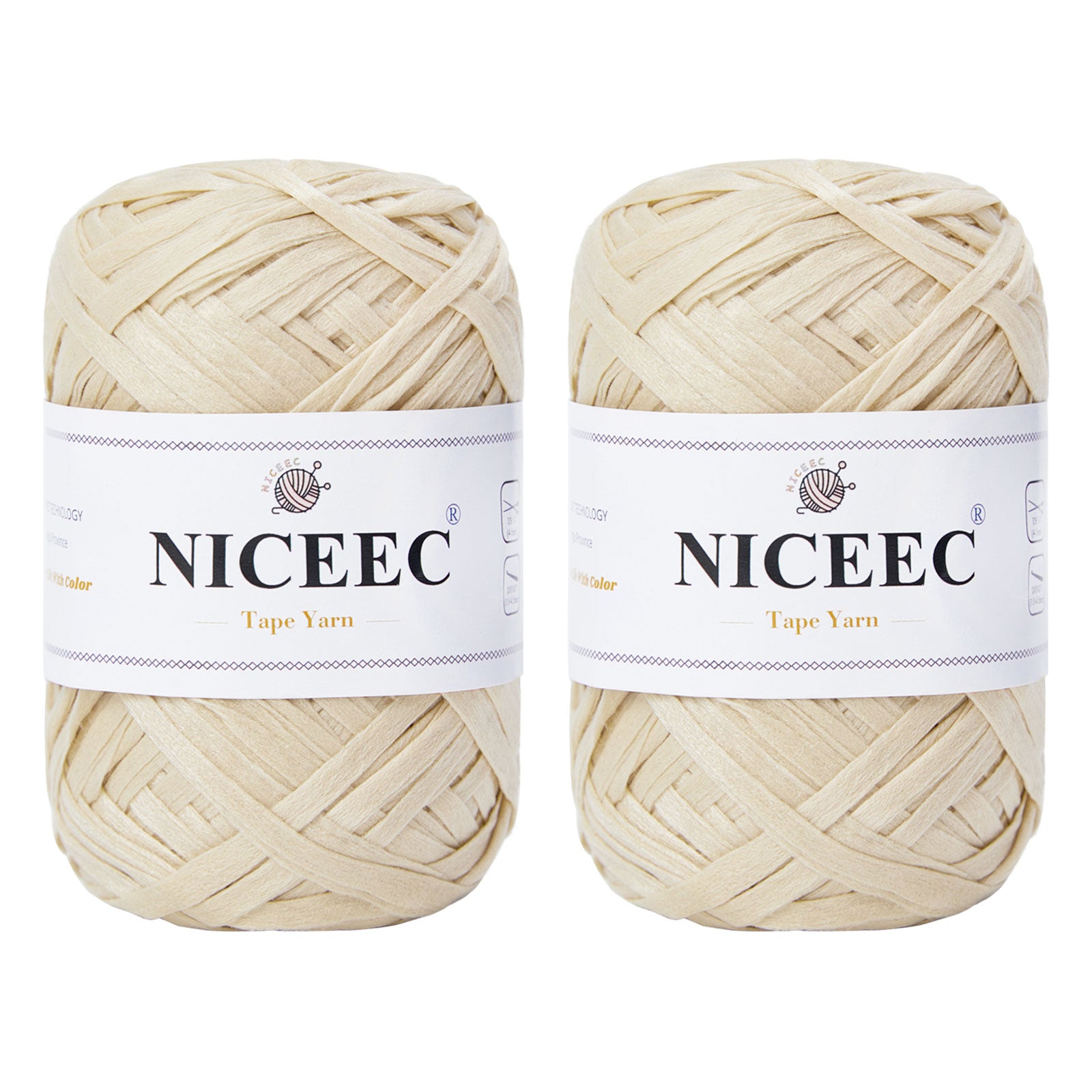 NICEEC - 2 madejas de hilo de cinta suave para crochet, papel artesanal, rafia fácil de crochet, cinta para manualidades y envoltura de regalos, longitud total: 1.76 oz × 2/109 yds × 2 - Morado rosado 