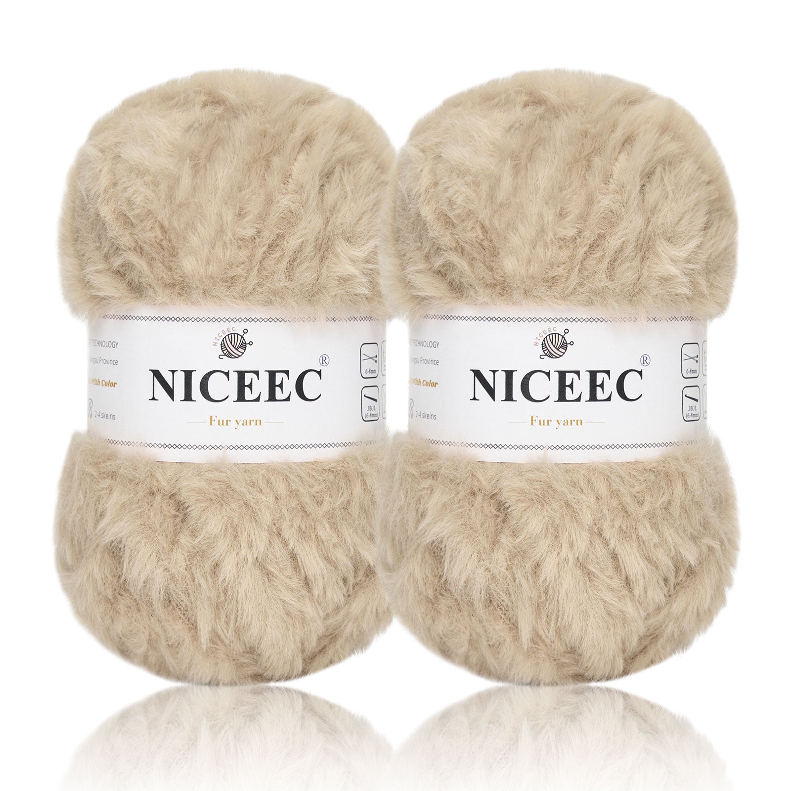 NICEEC - 2 madejas de hilo de pelo sintético supersuave, grueso y esponjoso, para tejer a crochet - Longitud total: 2 x 32 m (2 x 35 yardas, 50 g x 2) 