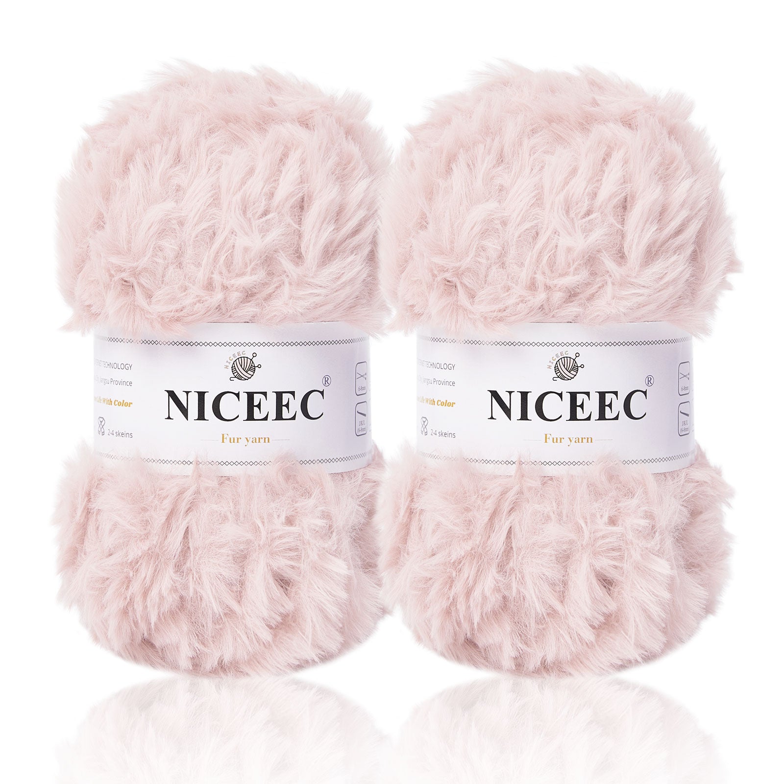 NICEEC - 2 madejas de hilo de pelo sintético supersuave, grueso y esponjoso, para tejer a crochet - Longitud total: 2 x 32 m (2 x 35 yardas, 50 g x 2) 