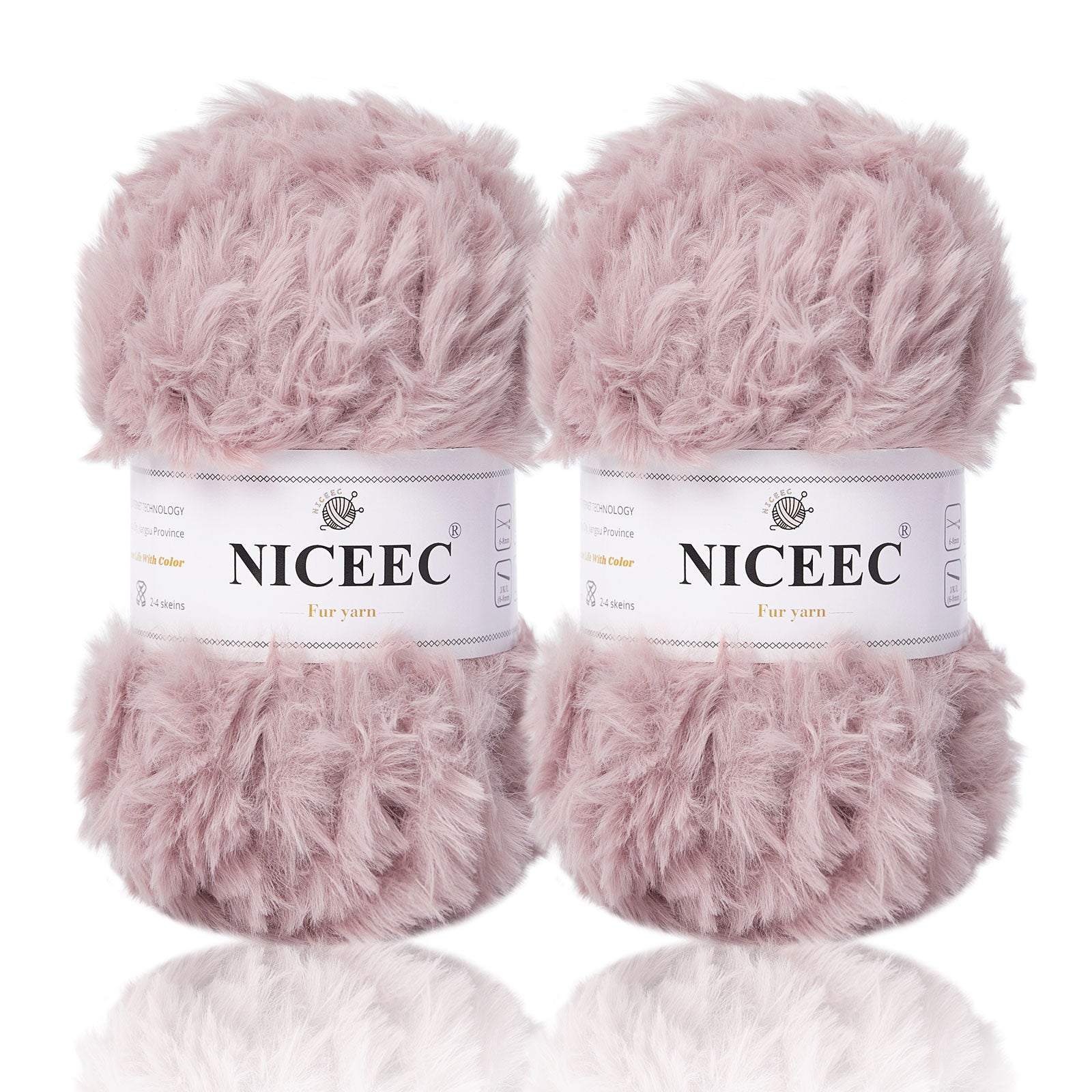 NICEEC - 2 madejas de hilo de pelo sintético supersuave, grueso y esponjoso, para tejer a crochet - Longitud total: 2 x 32 m (2 x 35 yardas, 50 g x 2) 
