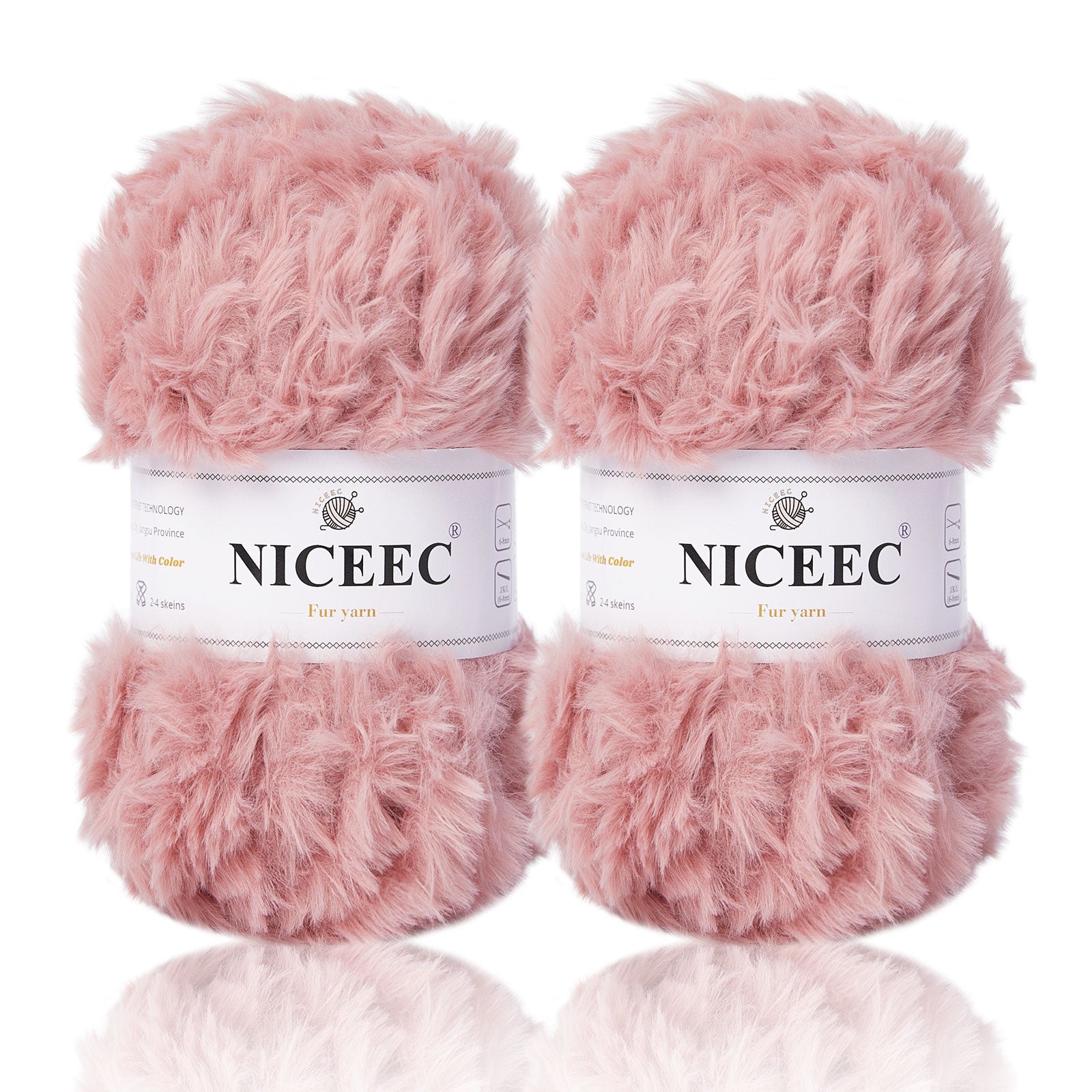 NICEEC - 2 madejas de hilo de pelo sintético supersuave, grueso y esponjoso, para tejer a crochet - Longitud total: 2 x 32 m (2 x 35 yardas, 50 g x 2) 