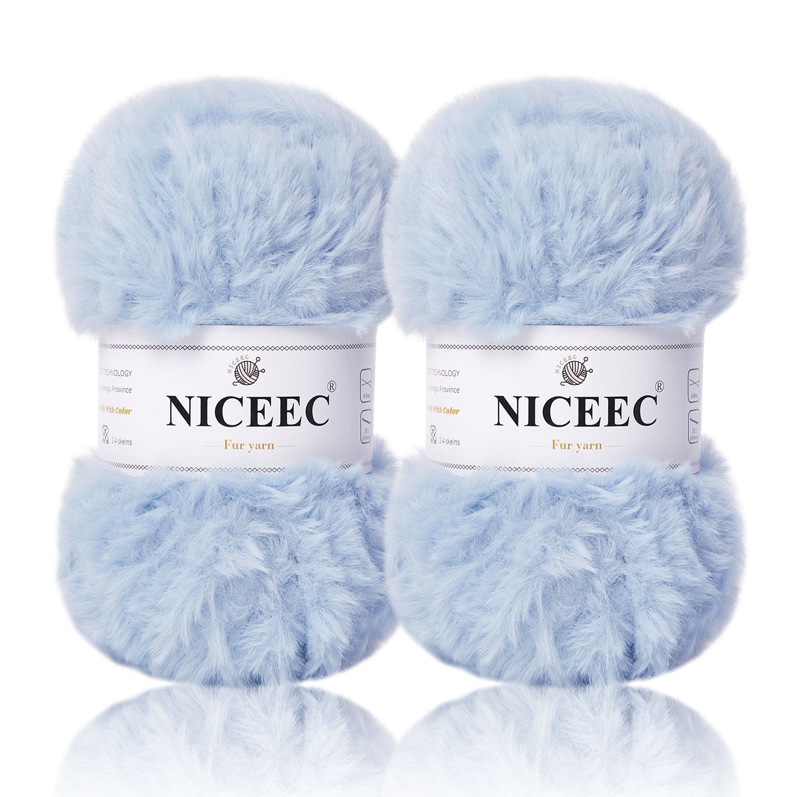 NICEEC - 2 madejas de hilo de pelo sintético supersuave, grueso y esponjoso, para tejer a crochet - Longitud total: 2 x 32 m (2 x 35 yardas, 50 g x 2) 