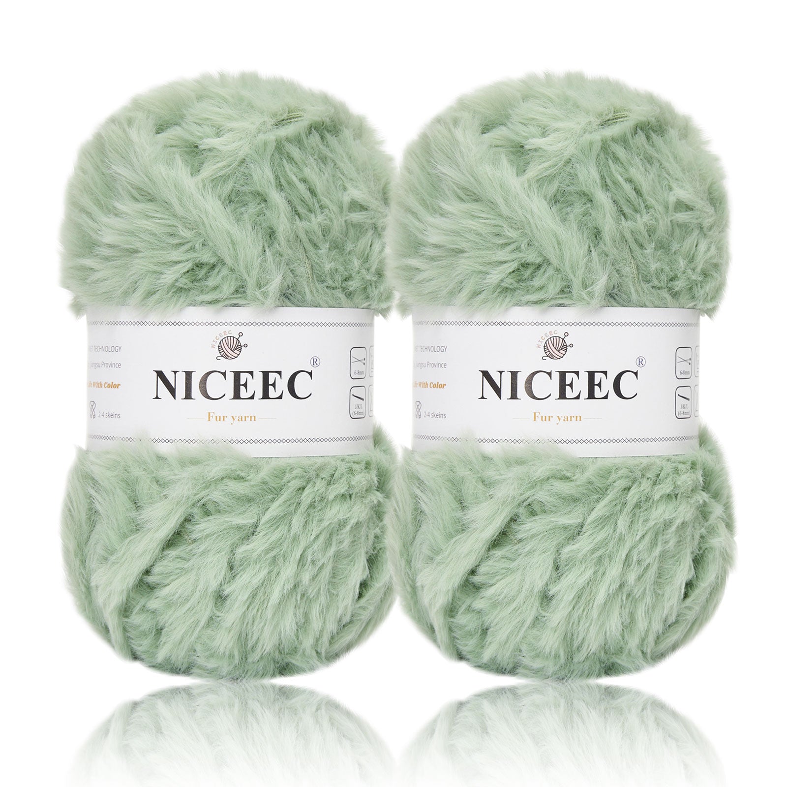 NICEEC - 2 madejas de hilo de pelo sintético supersuave, grueso y esponjoso, para tejer a crochet - Longitud total: 2 x 32 m (2 x 35 yardas, 50 g x 2) 