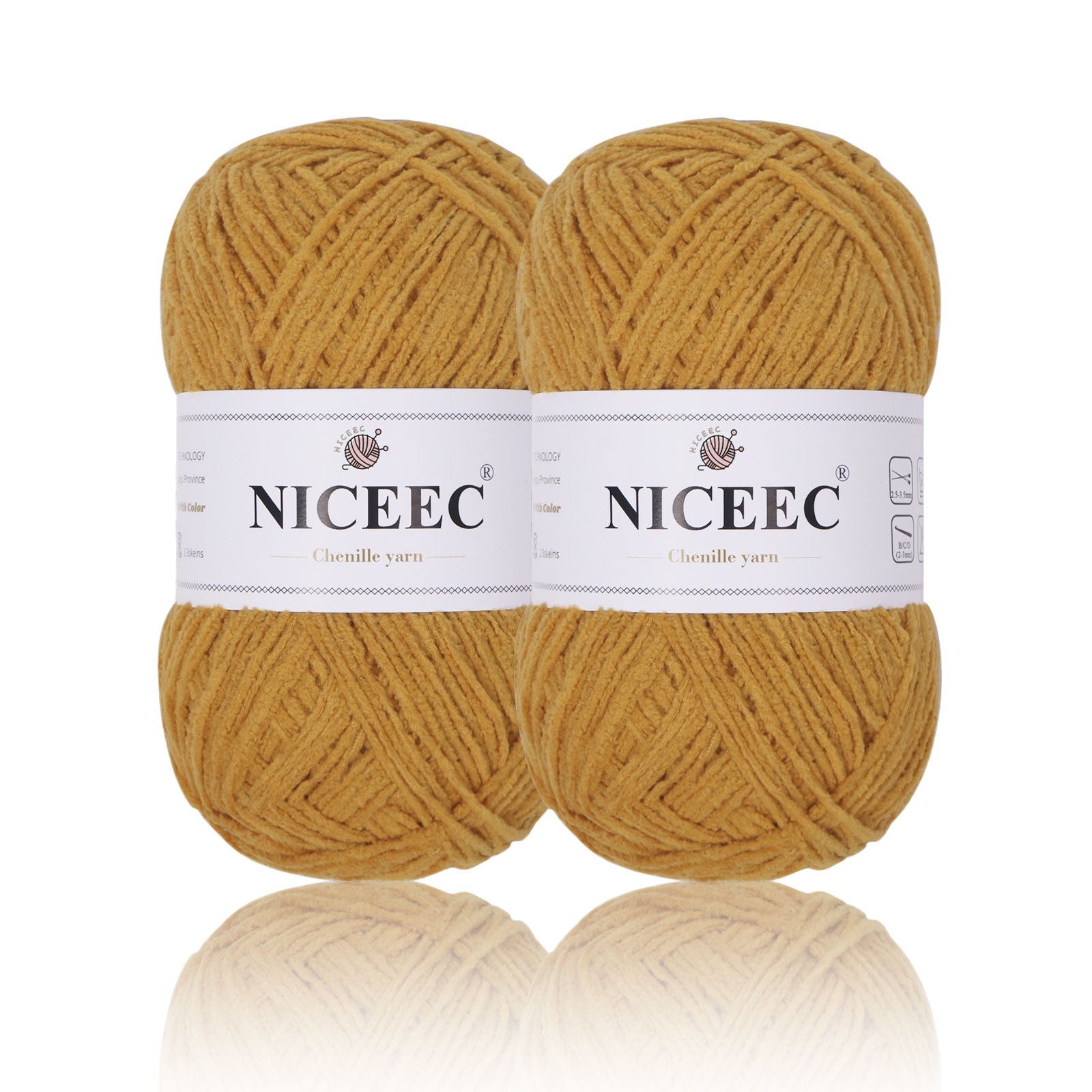NICEEC 2 Skeins Velvet Thin Chenille Yarn Blanket Yarn for Knitting Fancy Yarn for Crochet Weaving DIY Craft