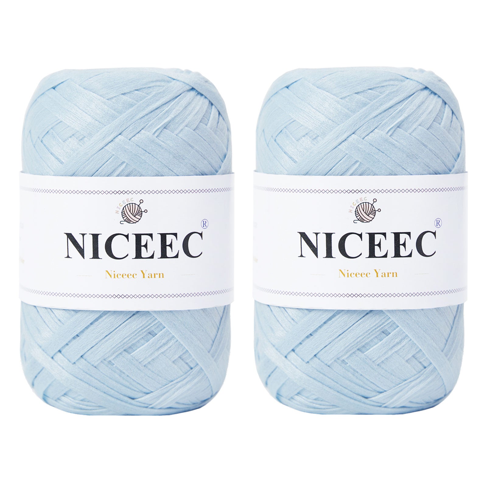 NICEEC - 2 madejas de hilo de cinta suave para crochet, papel artesanal, rafia fácil de crochet, cinta para manualidades y envoltura de regalos, longitud total: 1.76 oz × 2/109 yds × 2 - Morado rosado 