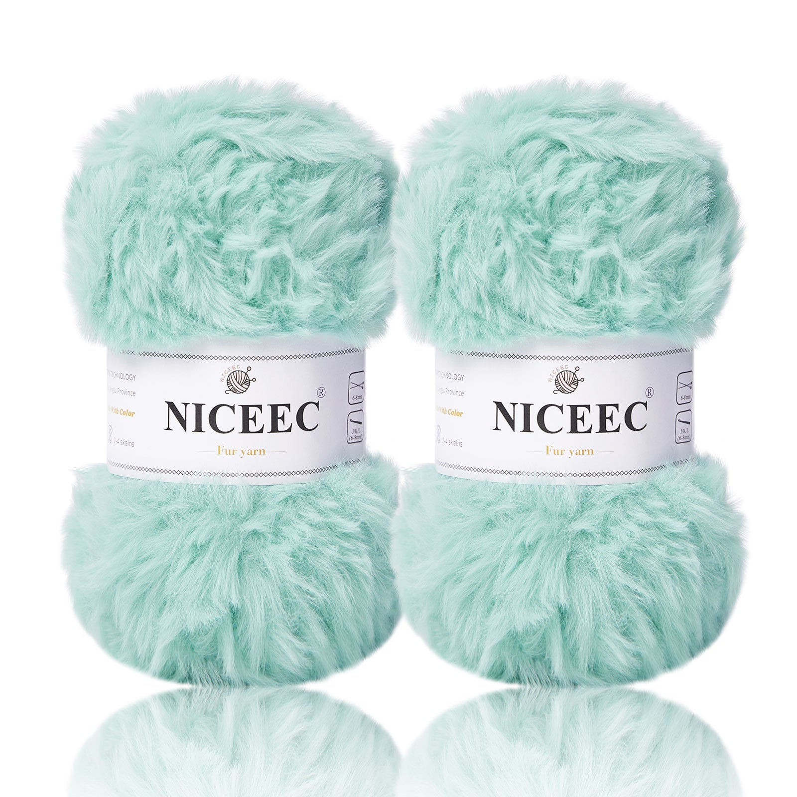 NICEEC - 2 madejas de hilo de pelo sintético supersuave, grueso y esponjoso, para tejer a crochet - Longitud total: 2 x 32 m (2 x 35 yardas, 50 g x 2) 