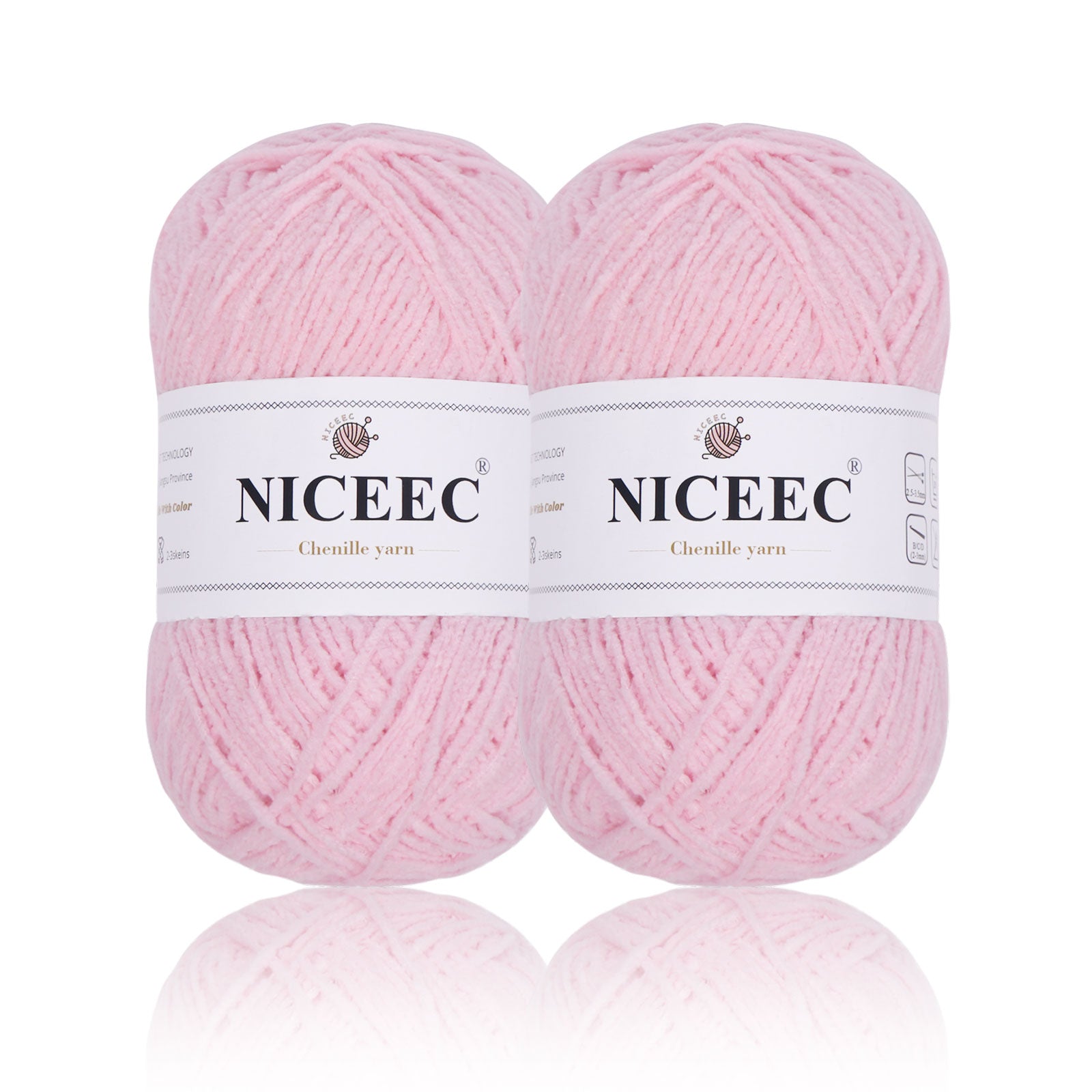 NICEEC 2 Skeins Velvet Thin Chenille Yarn Blanket Yarn for Knitting Fancy Yarn for Crochet Weaving DIY Craft