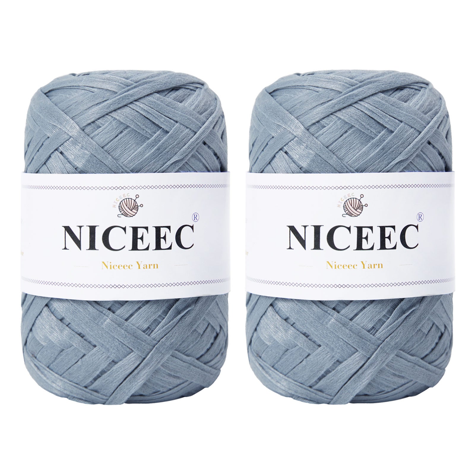 NICEEC - 2 madejas de hilo de cinta suave para crochet, papel artesanal, rafia fácil de crochet, cinta para manualidades y envoltura de regalos, longitud total: 1.76 oz × 2/109 yds × 2 - Morado rosado 