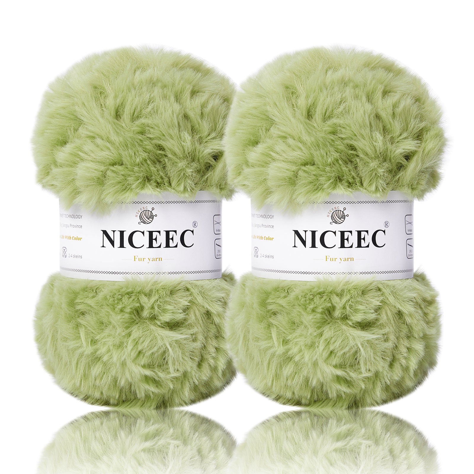 NICEEC - 2 madejas de hilo de pelo sintético supersuave, grueso y esponjoso, para tejer a crochet - Longitud total: 2 x 32 m (2 x 35 yardas, 50 g x 2) 