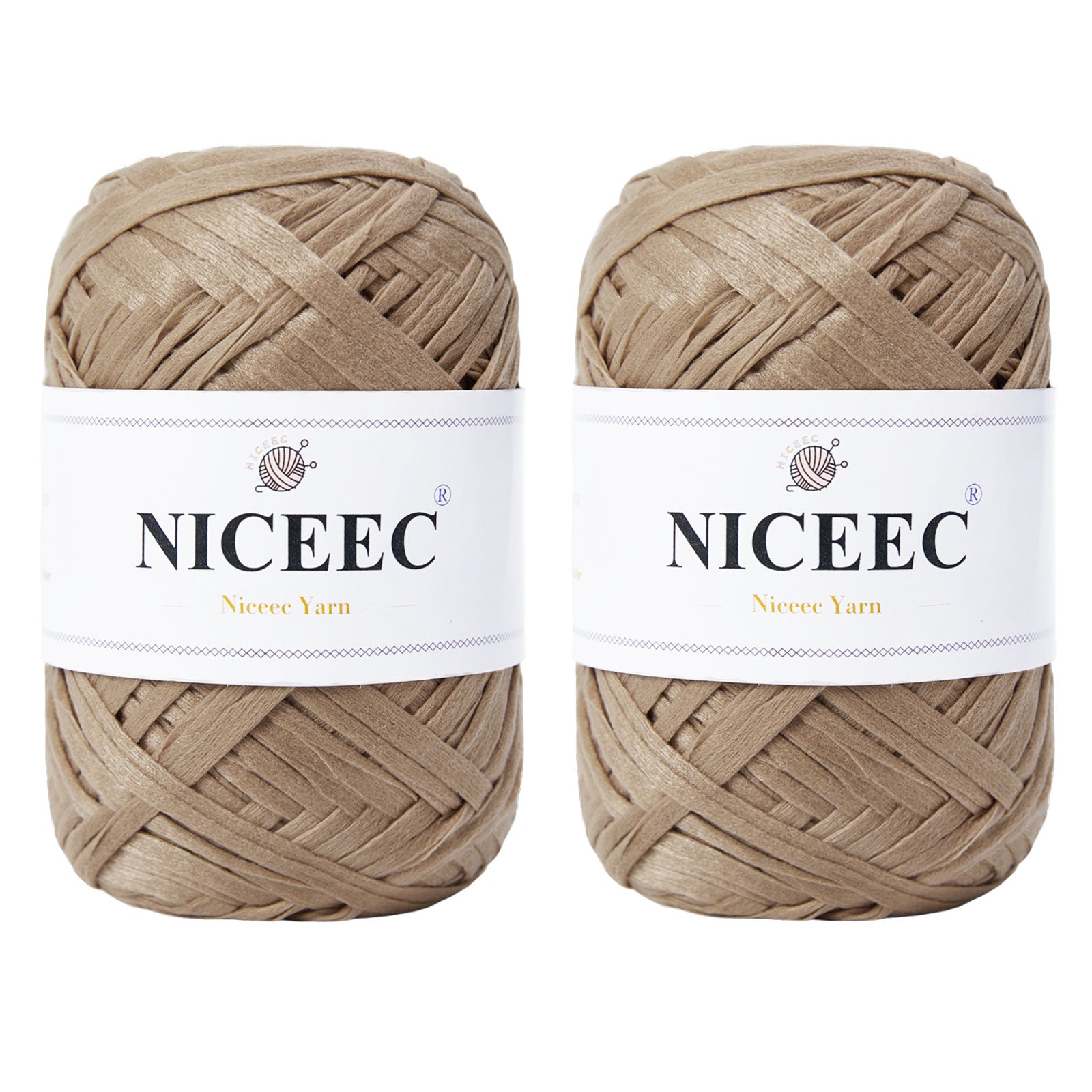 NICEEC - 2 madejas de hilo de cinta suave para crochet, papel artesanal, rafia fácil de crochet, cinta para manualidades y envoltura de regalos, longitud total: 1.76 oz × 2/109 yds × 2 - Morado rosado 