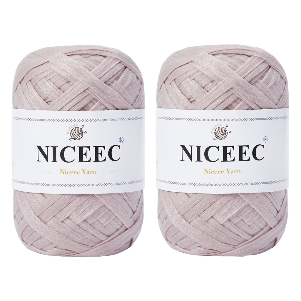 NICEEC - 2 madejas de hilo de cinta suave para crochet, papel artesanal, rafia fácil de crochet, cinta para manualidades y envoltura de regalos, longitud total: 1.76 oz × 2/109 yds × 2 - Morado rosado 