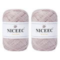 NICEEC - 2 madejas de hilo de cinta suave para crochet, papel artesanal, rafia fácil de crochet, cinta para manualidades y envoltura de regalos, longitud total: 1.76 oz × 2/109 yds × 2 - Morado rosado 
