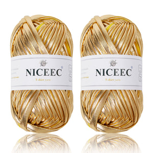 2 Skeins Fabric Cloth Yarn Metal T-Shirt Yarn for Crochet Knitting Soild Color Yarn for Hand DIY Craft Bag Basket Cushion-Totle Length 2×32yds
