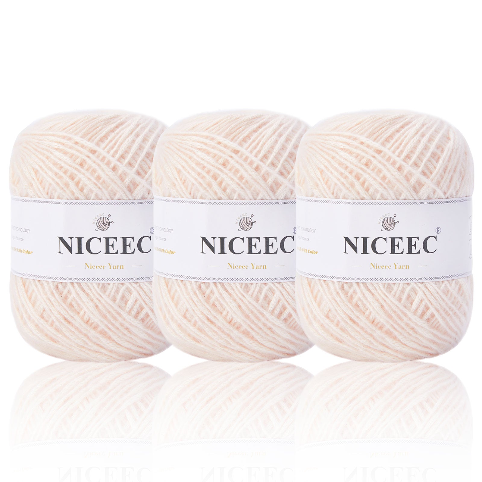 NICEEC 3 Skeins Big-Belly Air Yarn Baby Cotton Yarn for Knitting Fancy Yarn Soft Cotton Blend Sport Weight Yarn for Crochet Total Length(3×295yds, 3×3.5oz)