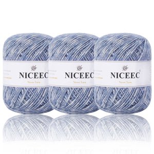 NICEEC 3 Skeins Big-Belly Air Yarn Baby Cotton Yarn for Knitting Fancy Yarn Soft Cotton Blend Sport Weight Yarn for Crochet Total Length(3×295yds, 3×3.5oz)