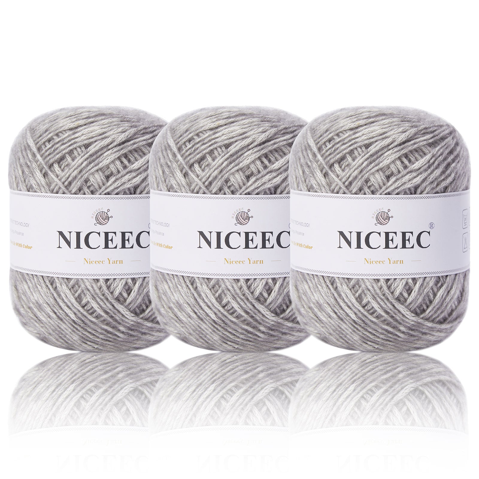 NICEEC 3 Skeins Big-Belly Air Yarn Baby Cotton Yarn for Knitting Fancy Yarn Soft Cotton Blend Sport Weight Yarn for Crochet Total Length(3×295yds, 3×3.5oz)