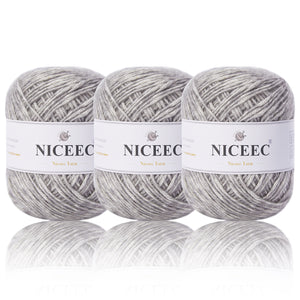 NICEEC 3 Skeins Big-Belly Air Yarn Baby Cotton Yarn for Knitting Fancy Yarn Soft Cotton Blend Sport Weight Yarn for Crochet Total Length(3×295yds, 3×3.5oz)