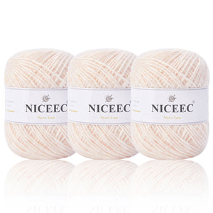 NICEEC 3 Skeins Big-Belly Air Yarn Baby Cotton Yarn for Knitting Fancy Yarn Soft Cotton Blend Sport Weight Yarn for Crochet Total Length(3×295yds, 3×3.5oz)