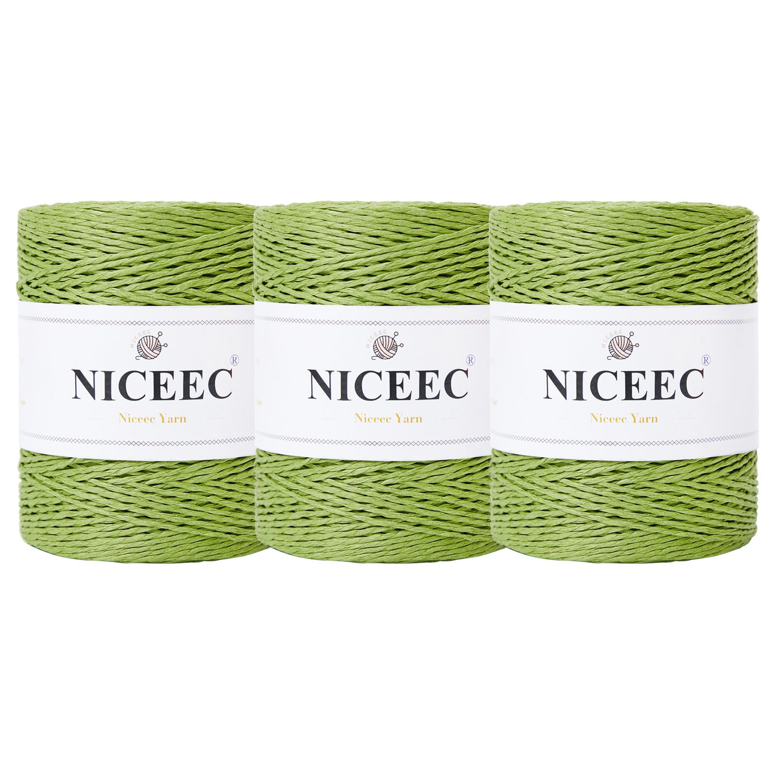 NICEEC - Hilo de papel de 3 madejas, fácil de tejer, para crochet, para sombreros de verano, kraft, para decoración del hogar (5.3 oz × 3/262 yds × 3) - Café 