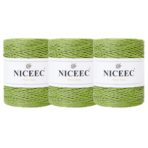 NICEEC 3 Skein Paper Yarn Easy Croceht Raffia Yarn for Crocheting Summer Sun Hat Yarn Kraft Yarn for DIY Home Décor-5.3oz×3/262yds×3 -Coffee