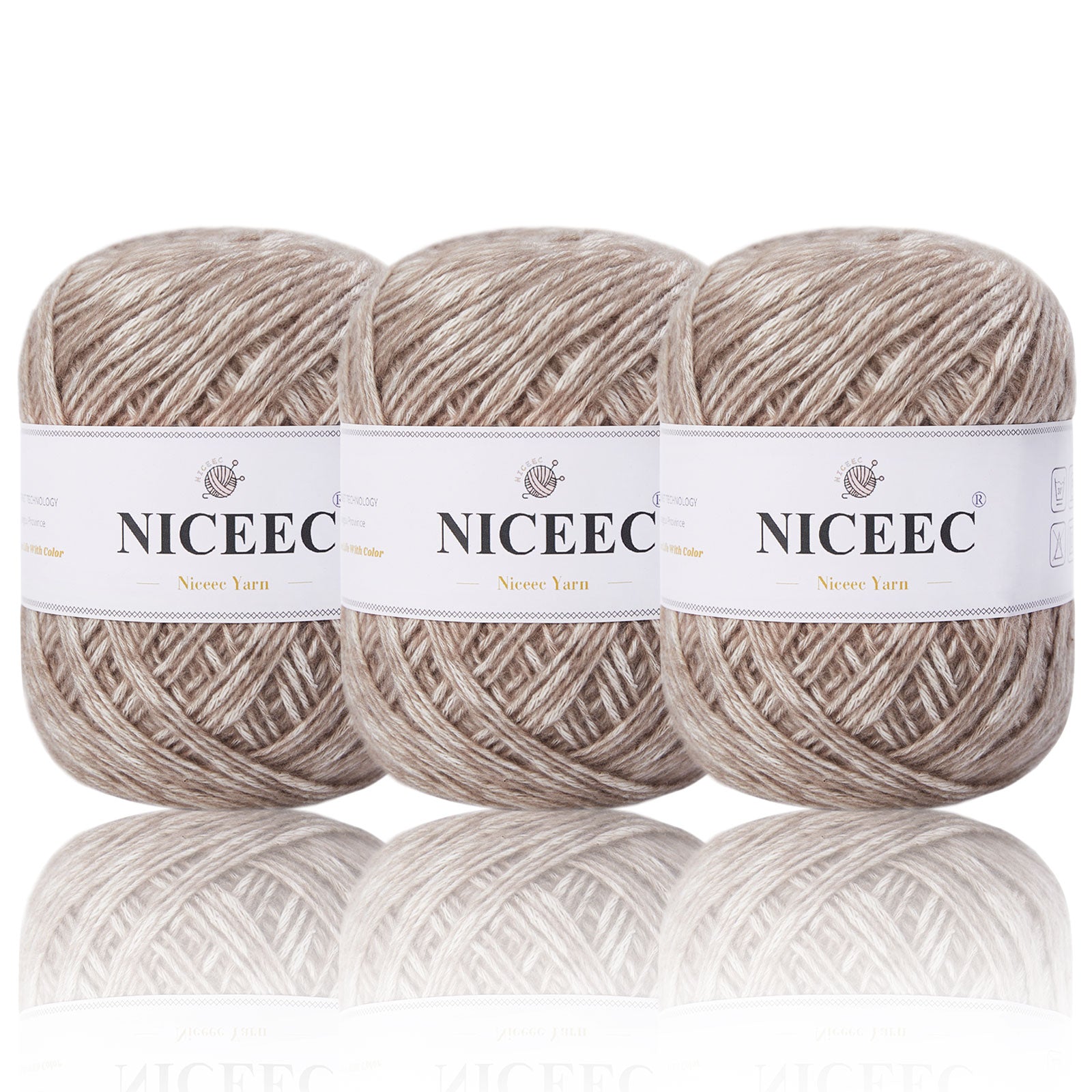NICEEC 3 Skeins Big-Belly Air Yarn Baby Cotton Yarn for Knitting Fancy Yarn Soft Cotton Blend Sport Weight Yarn for Crochet Total Length(3×295yds, 3×3.5oz)