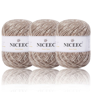 NICEEC 3 Skeins Big-Belly Air Yarn Baby Cotton Yarn for Knitting Fancy Yarn Soft Cotton Blend Sport Weight Yarn for Crochet Total Length(3×295yds, 3×3.5oz)
