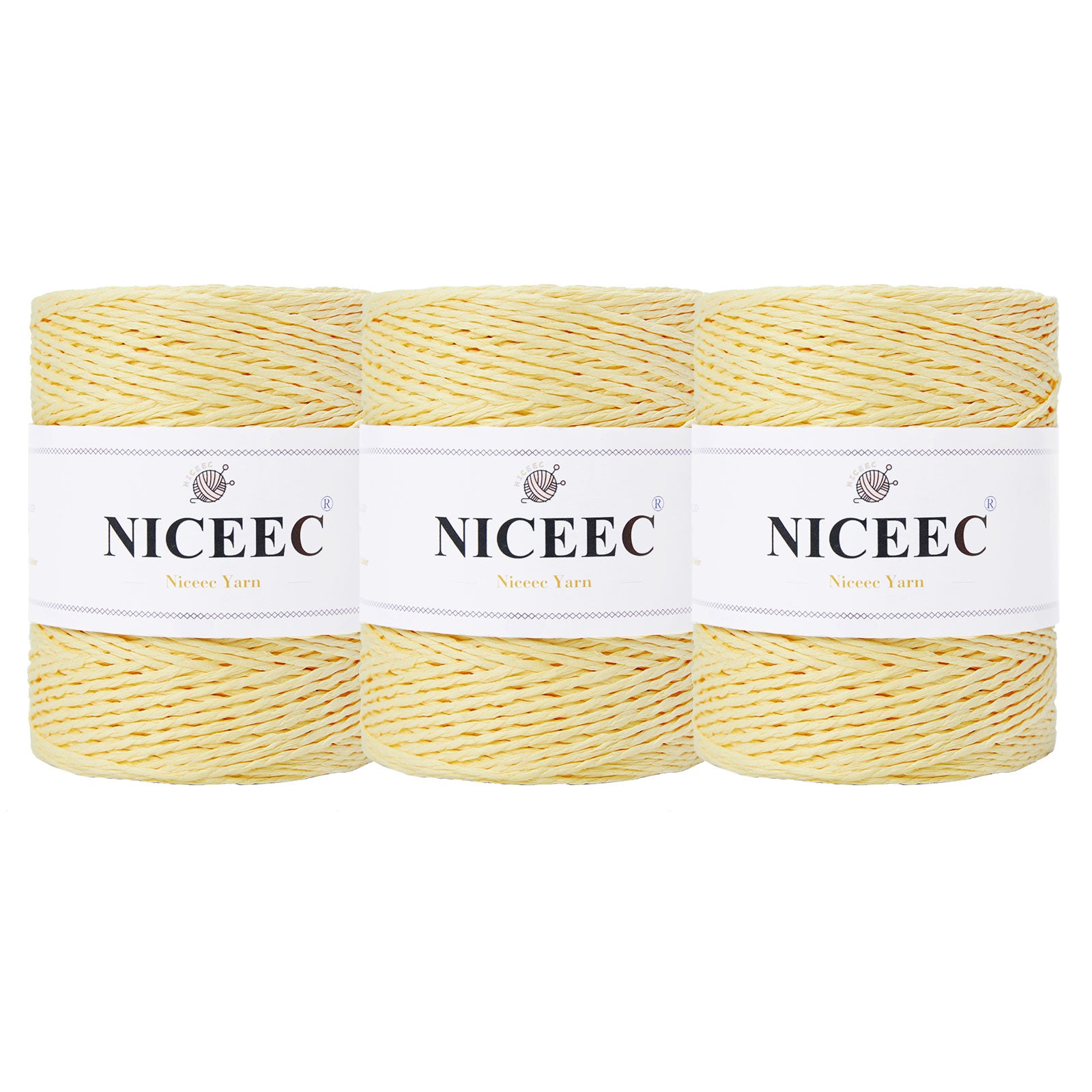 NICEEC - Hilo de papel de 3 madejas, fácil de tejer, para crochet, para sombreros de verano, kraft, para decoración del hogar (5.3 oz × 3/262 yds × 3) - Café 