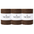 NICEEC - Hilo de papel de 3 madejas, fácil de tejer, para crochet, para sombreros de verano, kraft, para decoración del hogar (5.3 oz × 3/262 yds × 3) - Café 
