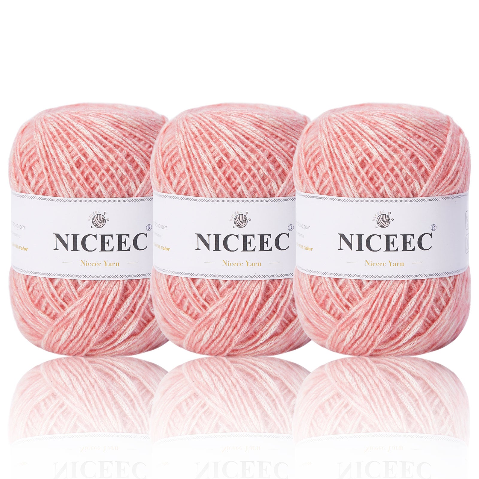 NICEEC 3 Skeins Big-Belly Air Yarn Baby Cotton Yarn for Knitting Fancy Yarn Soft Cotton Blend Sport Weight Yarn for Crochet Total Length(3×295yds, 3×3.5oz)