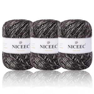 NICEEC 3 Skeins Big-Belly Air Yarn Baby Cotton Yarn for Knitting Fancy Yarn Soft Cotton Blend Sport Weight Yarn for Crochet Total Length(3×295yds, 3×3.5oz)