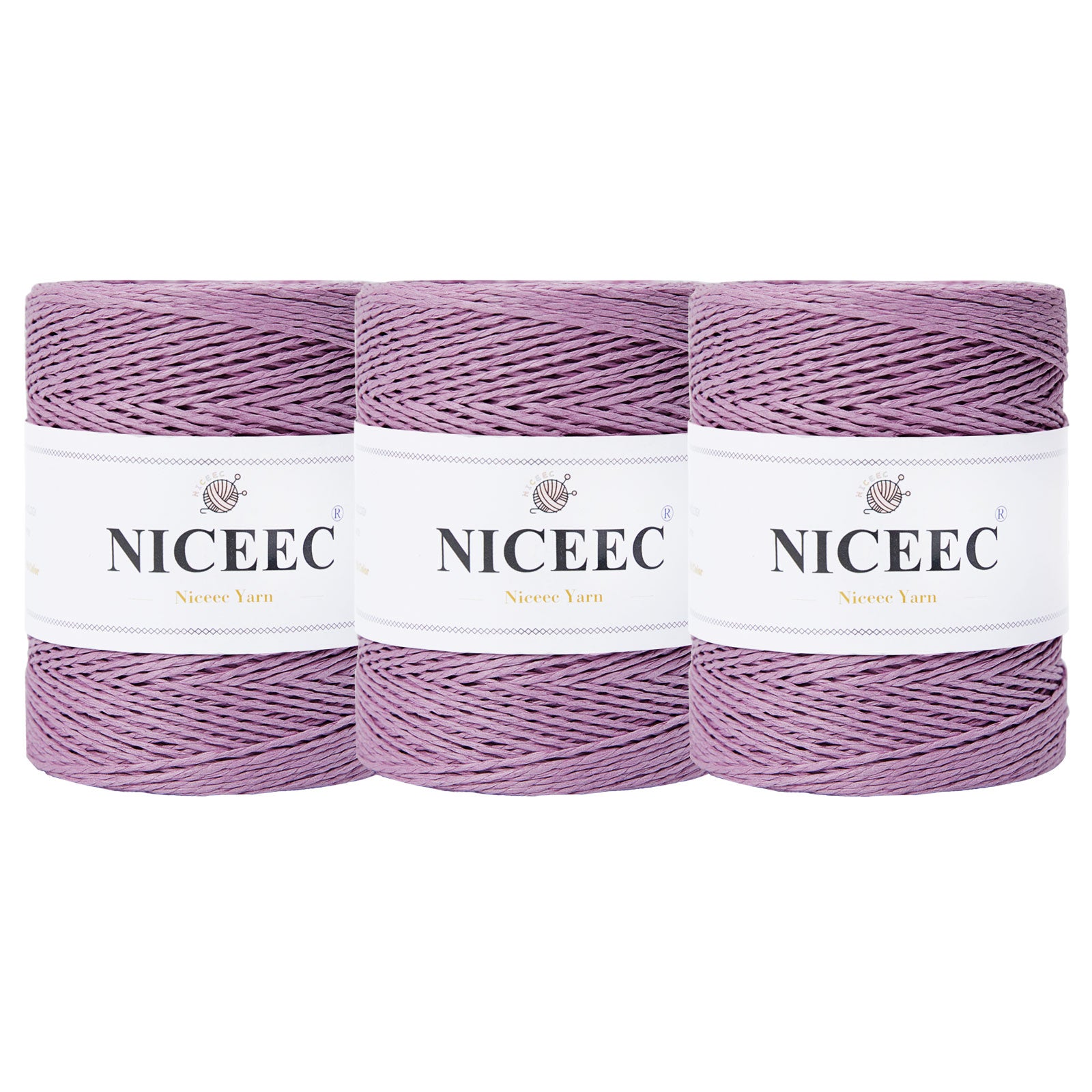 NICEEC - Hilo de papel de 3 madejas, fácil de tejer, para crochet, para sombreros de verano, kraft, para decoración del hogar (5.3 oz × 3/262 yds × 3) - Café 