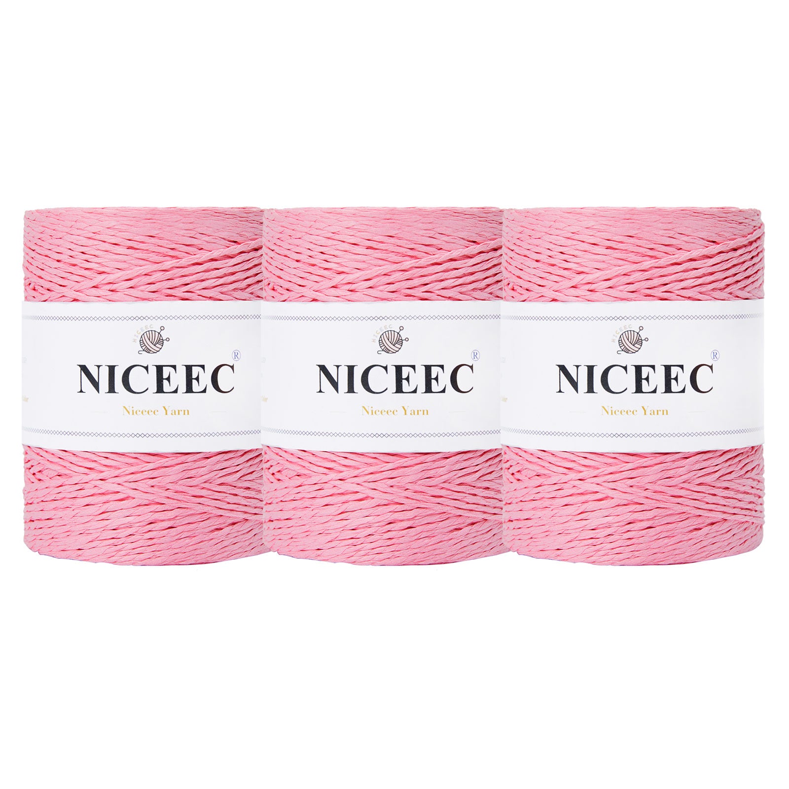 NICEEC - Hilo de papel de 3 madejas, fácil de tejer, para crochet, para sombreros de verano, kraft, para decoración del hogar (5.3 oz × 3/262 yds × 3) - Café 