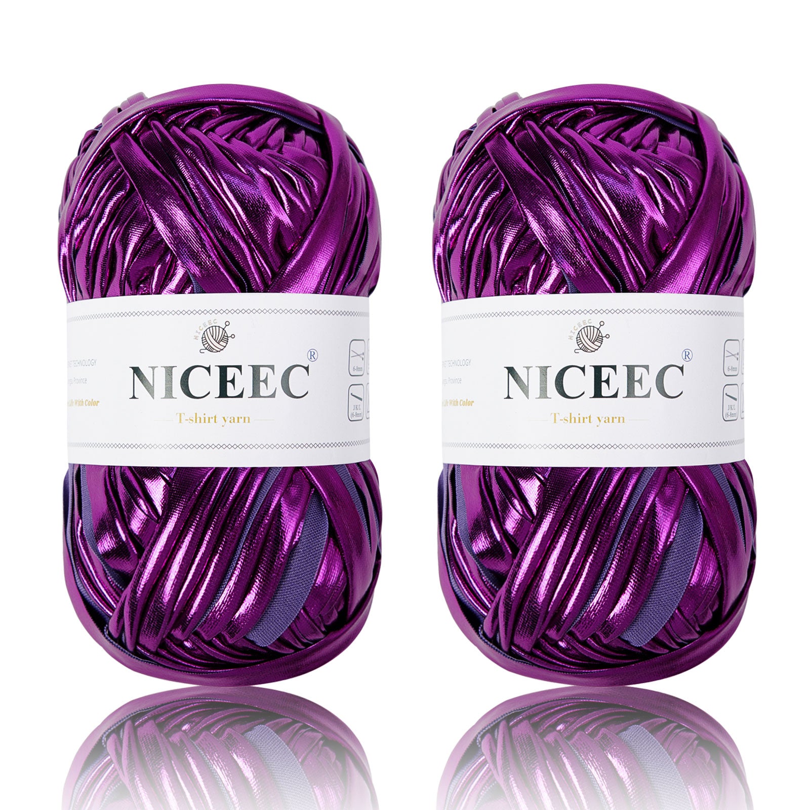 2 Skeins Fabric Cloth Yarn Metal T-Shirt Yarn for Crochet Knitting Soild Color Yarn for Hand DIY Craft Bag Basket Cushion-Totle Length 2×32yds