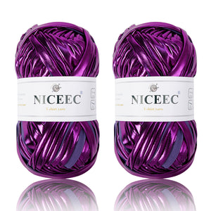 2 Skeins Fabric Cloth Yarn Metal T-Shirt Yarn for Crochet Knitting Soild Color Yarn for Hand DIY Craft Bag Basket Cushion-Totle Length 2×32yds