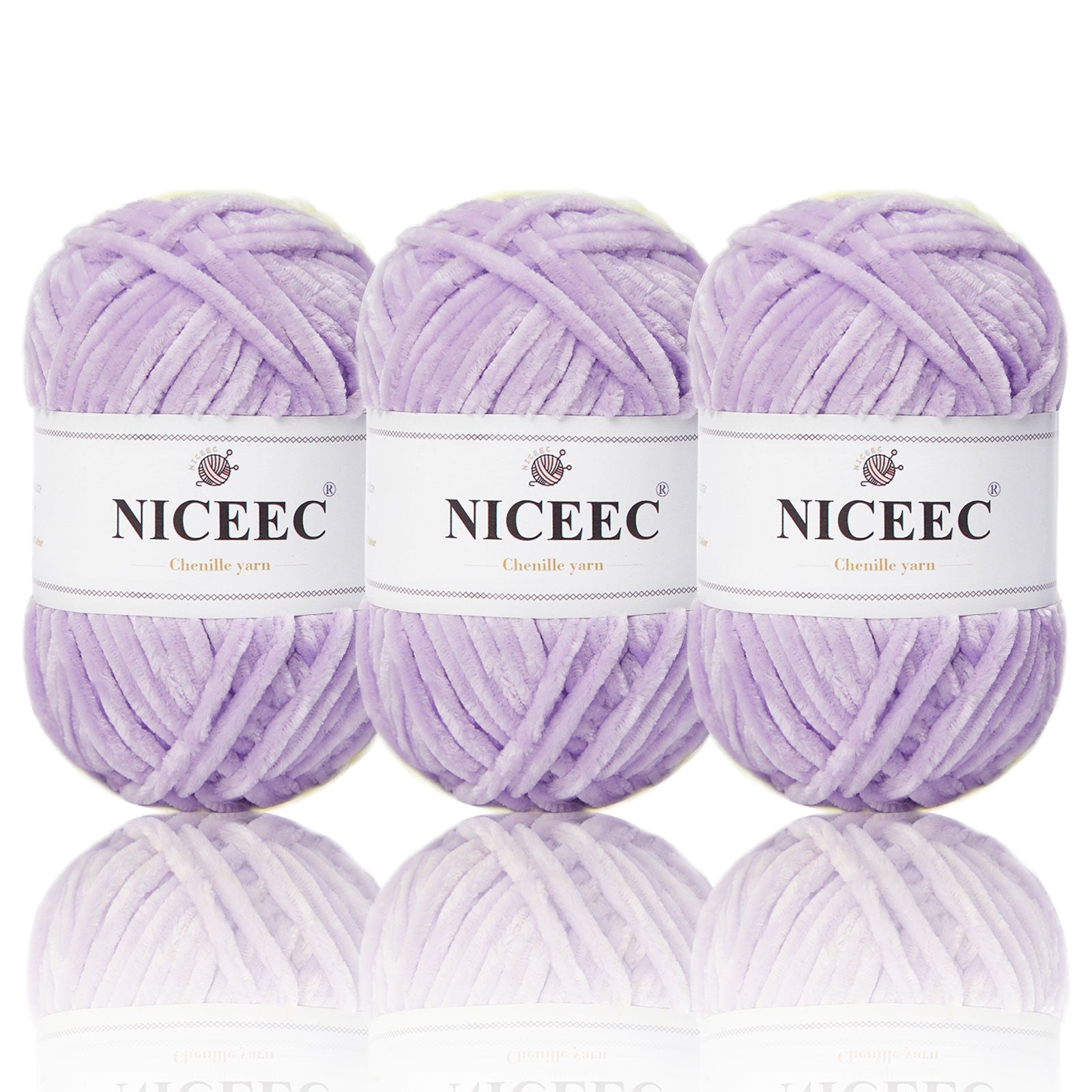 NICEEC 3 Skeins Soft Chenille Yarn Blanket Yarn for Knitting Fancy Yarn for Crochet Weaving DIY Craft