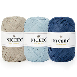 NICEEC Kraft Paper Yarn Raffia Yarn Soft Craft Ribbon Yarn Polyester Yarn for Crocheting DIY Weaving-Total Length 390m(427yds, 150g)