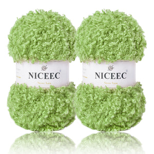 NICEEC 2 Skeins Teddy Fur Yarn Super Soft Yarn Chunky Fluffy Faux Fur Yarn Fuzzy Yarn Eyelash Yarn for Crochet Knit -Total Length 2×50m(2×55yds,3.53oz×2)