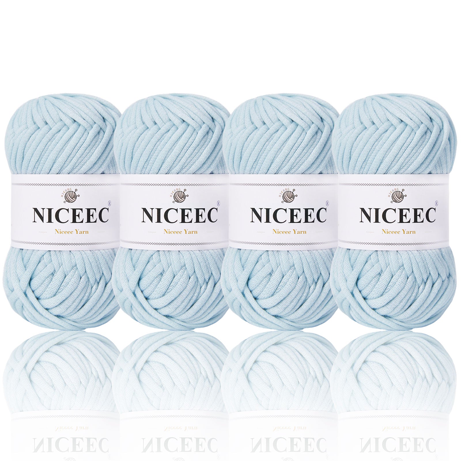 NICEEC 4 Skeins Crochet Yarn Soft Knitting Yarn for Beginners Cotton-Nylon Blend Yarn Easy-Use Yarn for Starters Crochet Kit Making Yarn for DIY Craft Total Length 4×55yds(4×1.76oz)