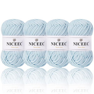 NICEEC 4 Skeins Crochet Yarn Soft Knitting Yarn for Beginners Cotton-Nylon Blend Yarn Easy-Use Yarn for Starters Crochet Kit Making Yarn for DIY Craft Total Length 4×55yds(4×1.76oz)