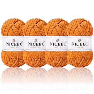 NICEEC 4 Skeins Crochet Yarn Soft Knitting Yarn for Beginners Cotton-Nylon Blend Yarn Easy-Use Yarn for Starters Crochet Kit Making Yarn for DIY Craft Total Length 4×55yds(4×1.76oz)