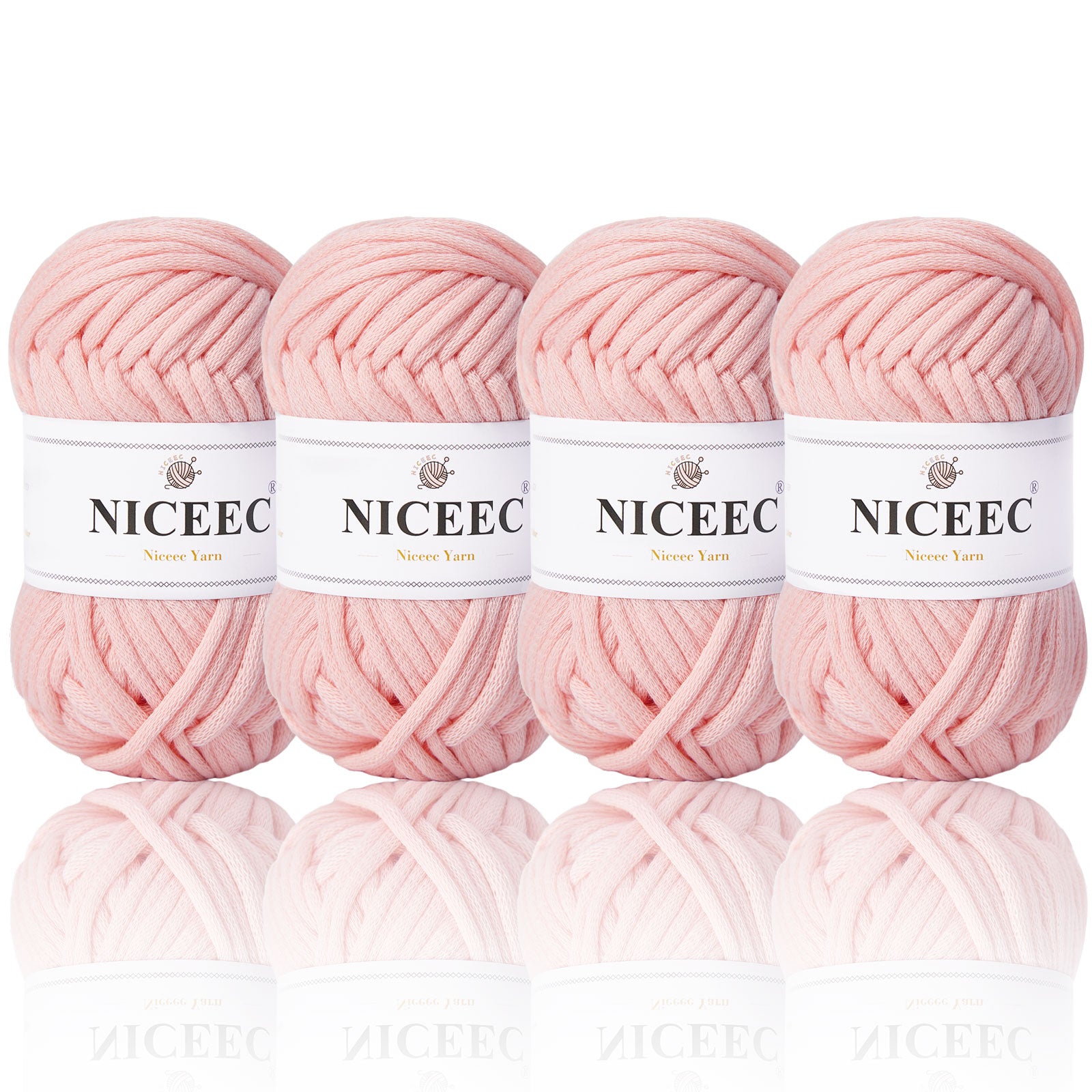 NICEEC 4 Skeins Crochet Yarn Soft Knitting Yarn for Beginners Cotton-Nylon Blend Yarn Easy-Use Yarn for Starters Crochet Kit Making Yarn for DIY Craft Total Length 4×55yds(4×1.76oz)