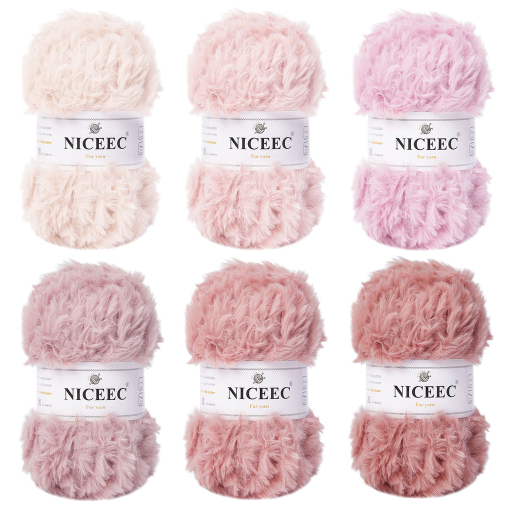 NICEEC - 2 madejas de hilo de pelo sintético supersuave, grueso y esponjoso, para tejer a crochet - Longitud total: 2 x 32 m (2 x 35 yardas, 50 g x 2) 