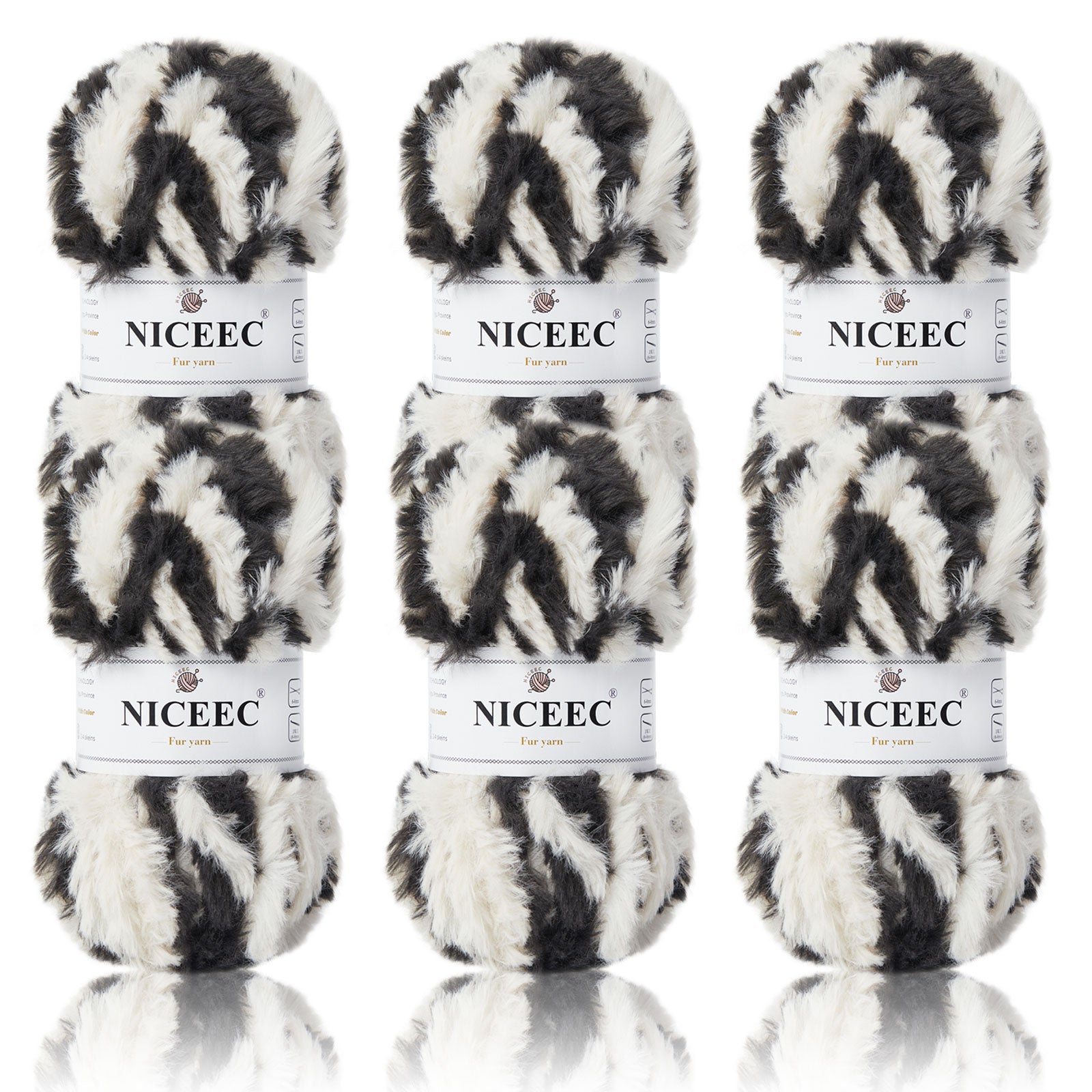 NICEEC - 2 madejas de hilo de pelo sintético supersuave, grueso y esponjoso, para tejer a crochet - Longitud total: 2 x 32 m (2 x 35 yardas, 50 g x 2) 