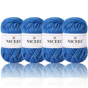 NICEEC 4 Skeins Crochet Yarn Soft Knitting Yarn for Beginners Cotton-Nylon Blend Yarn Easy-Use Yarn for Starters Crochet Kit Making Yarn for DIY Craft Total Length 4×55yds(4×1.76oz)
