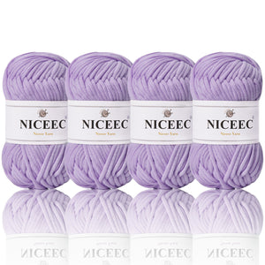 NICEEC 4 Skeins Crochet Yarn Soft Knitting Yarn for Beginners Cotton-Nylon Blend Yarn Easy-Use Yarn for Starters Crochet Kit Making Yarn for DIY Craft Total Length 4×55yds(4×1.76oz)