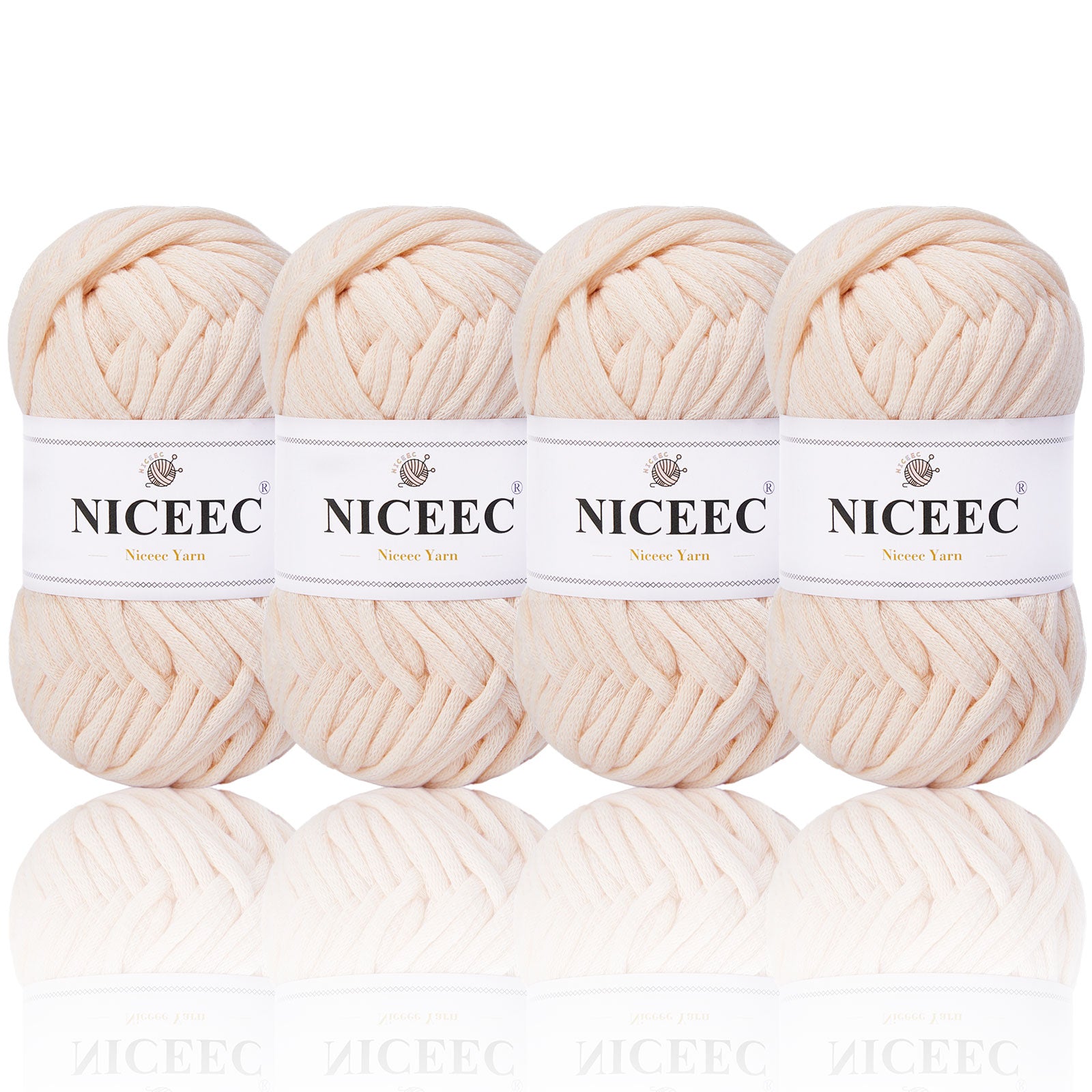 NICEEC 4 Skeins Crochet Yarn Soft Knitting Yarn for Beginners Cotton-Nylon Blend Yarn Easy-Use Yarn for Starters Crochet Kit Making Yarn for DIY Craft Total Length 4×55yds(4×1.76oz)